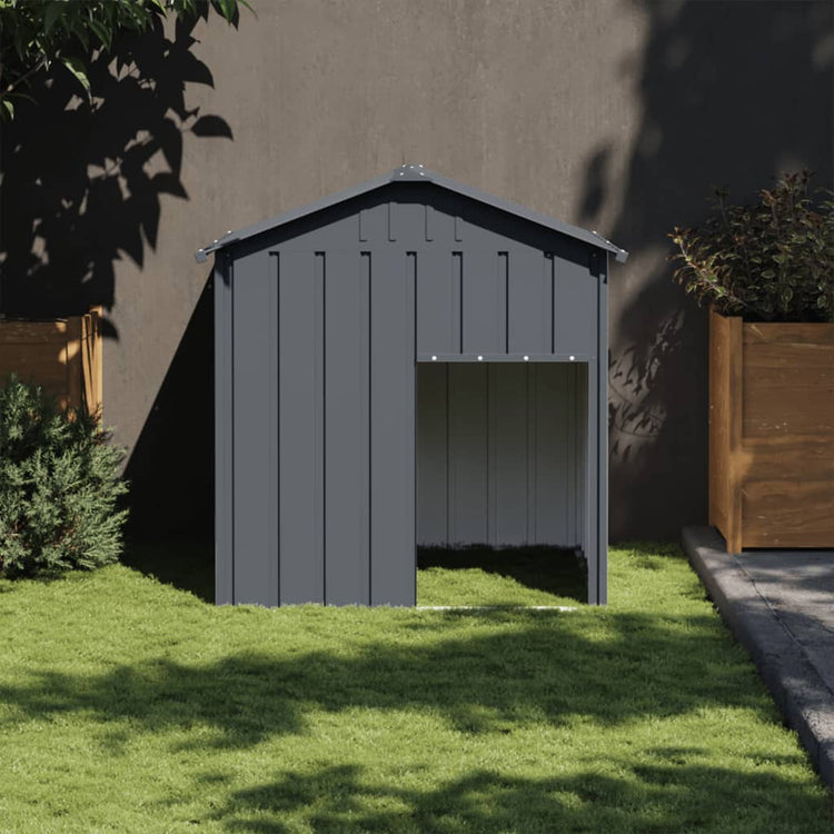 Vidaxl Dog Loft avec toit 117x103x123 cm anthracite en acier galvanisé