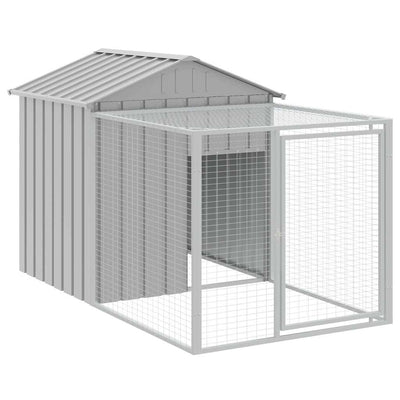 Poulet Vidaxl avec Run 117x201x123 cm Gray en acier galvanisé