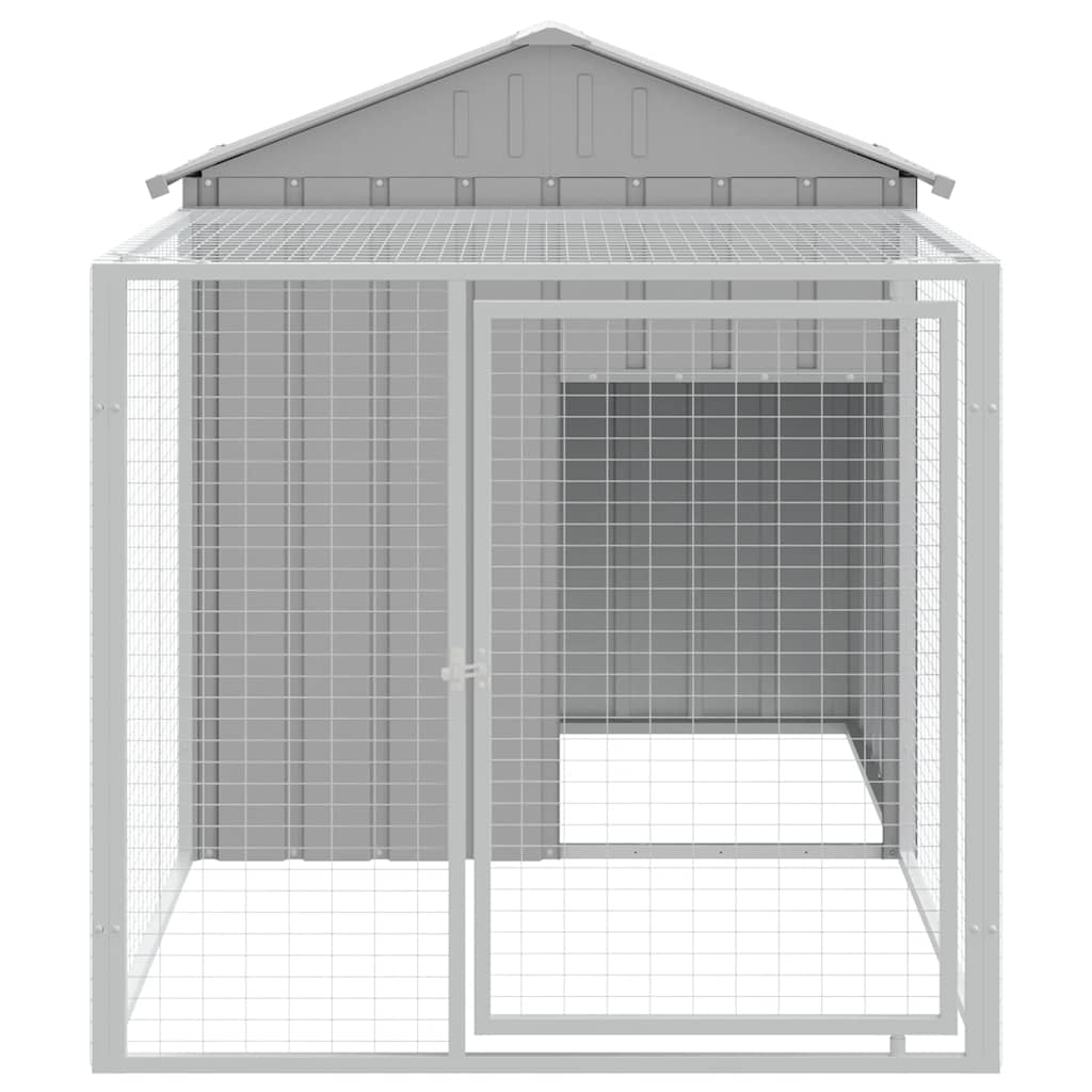 Poulet Vidaxl avec Run 117x201x123 cm Gray en acier galvanisé