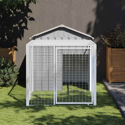 Poulet Vidaxl avec Run 117x201x123 cm Gray en acier galvanisé