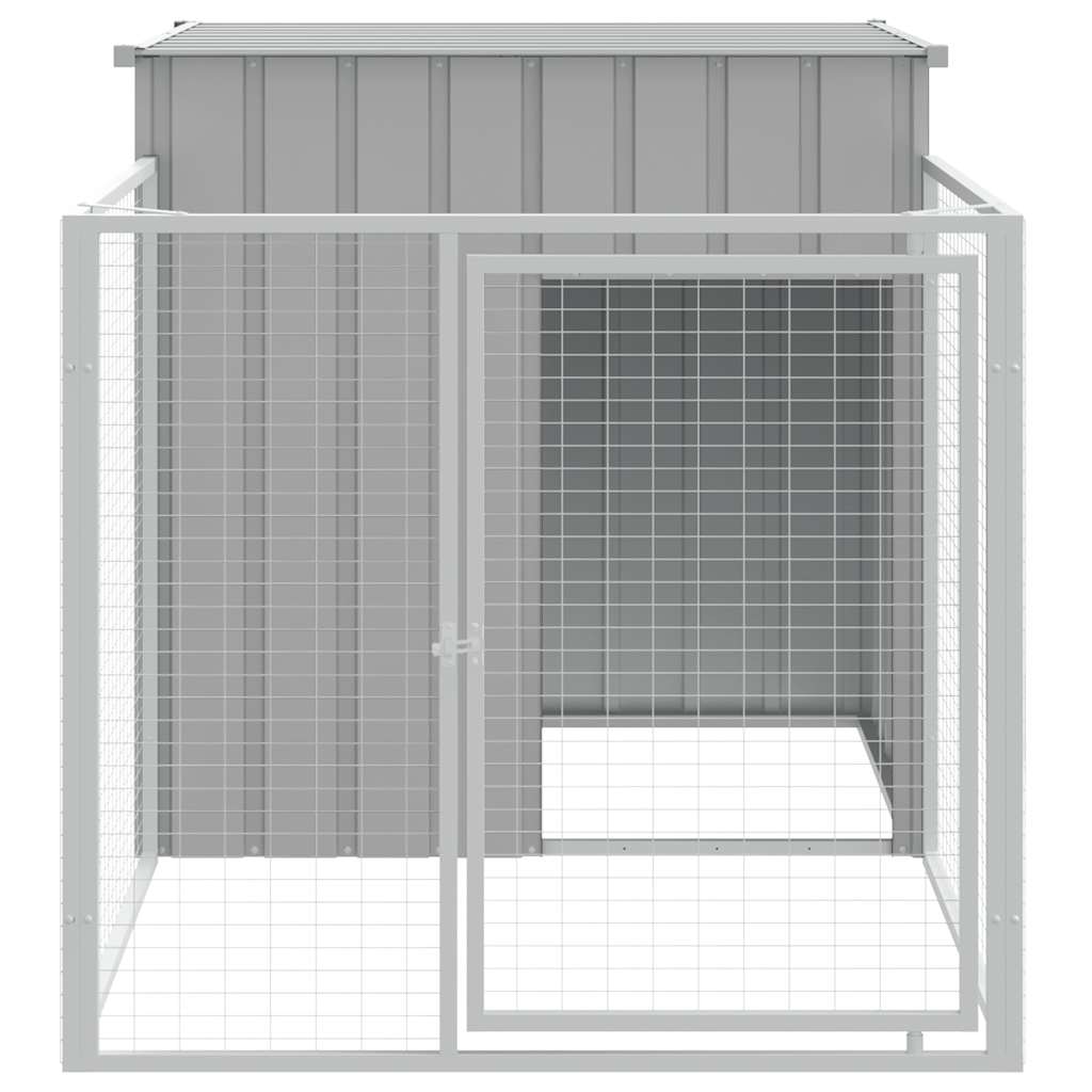 Vidaxl Dog Loft avec toit 110x201x110 cm Gray en acier galvanisé
