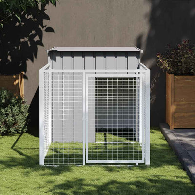 Vidaxl Dog Loft avec toit 110x201x110 cm Gray en acier galvanisé