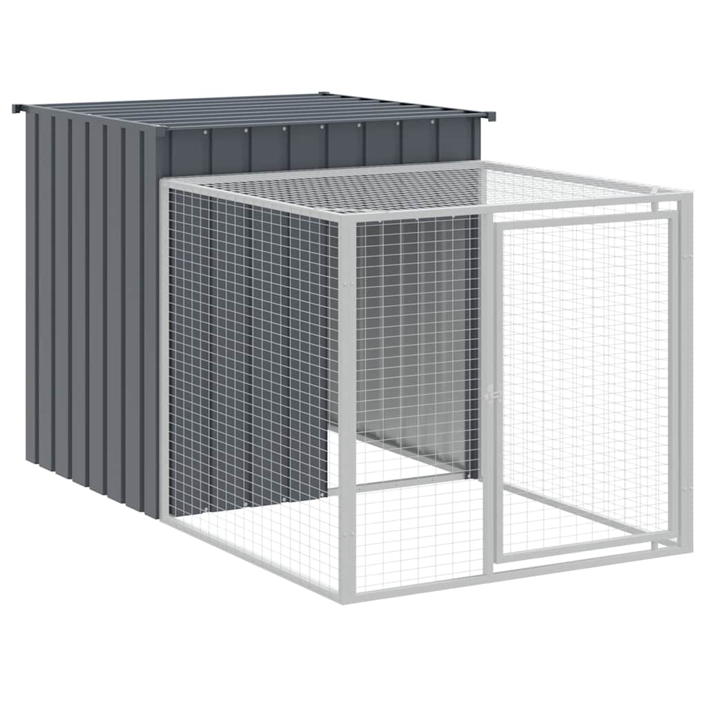Poulet Vidaxl avec Run 110x201x110 cm Anthracite en acier galvanisé