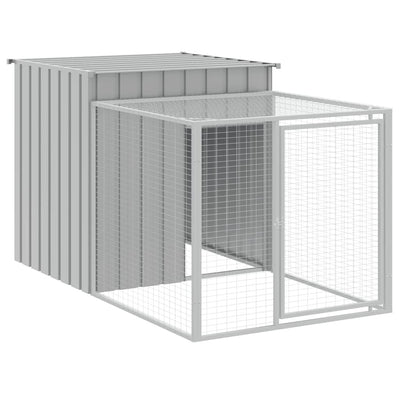 Poulet Vidaxl avec run 110x201x110 cm Gray en acier galvanisé