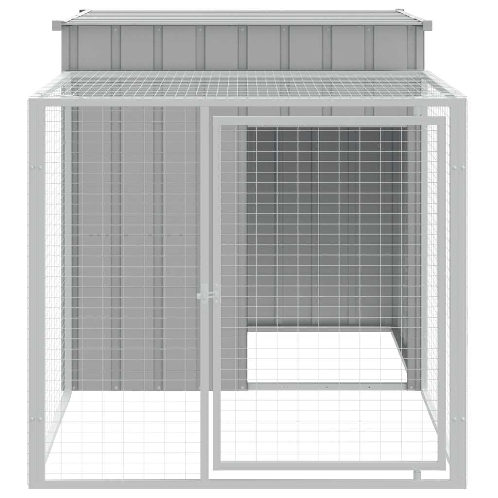 Poulet Vidaxl avec run 110x201x110 cm Gray en acier galvanisé