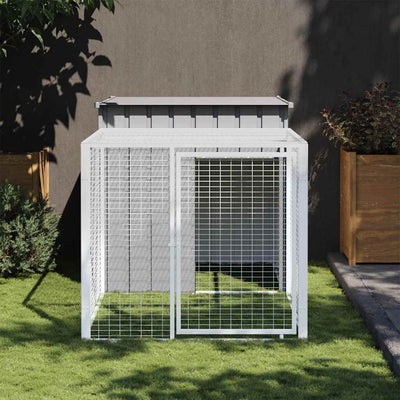 Poulet Vidaxl avec run 110x201x110 cm Gray en acier galvanisé