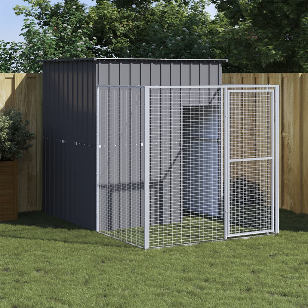 Vidaxl Dog Loft avec Run 165x251x181 cm Anthracite en acier galvanisé