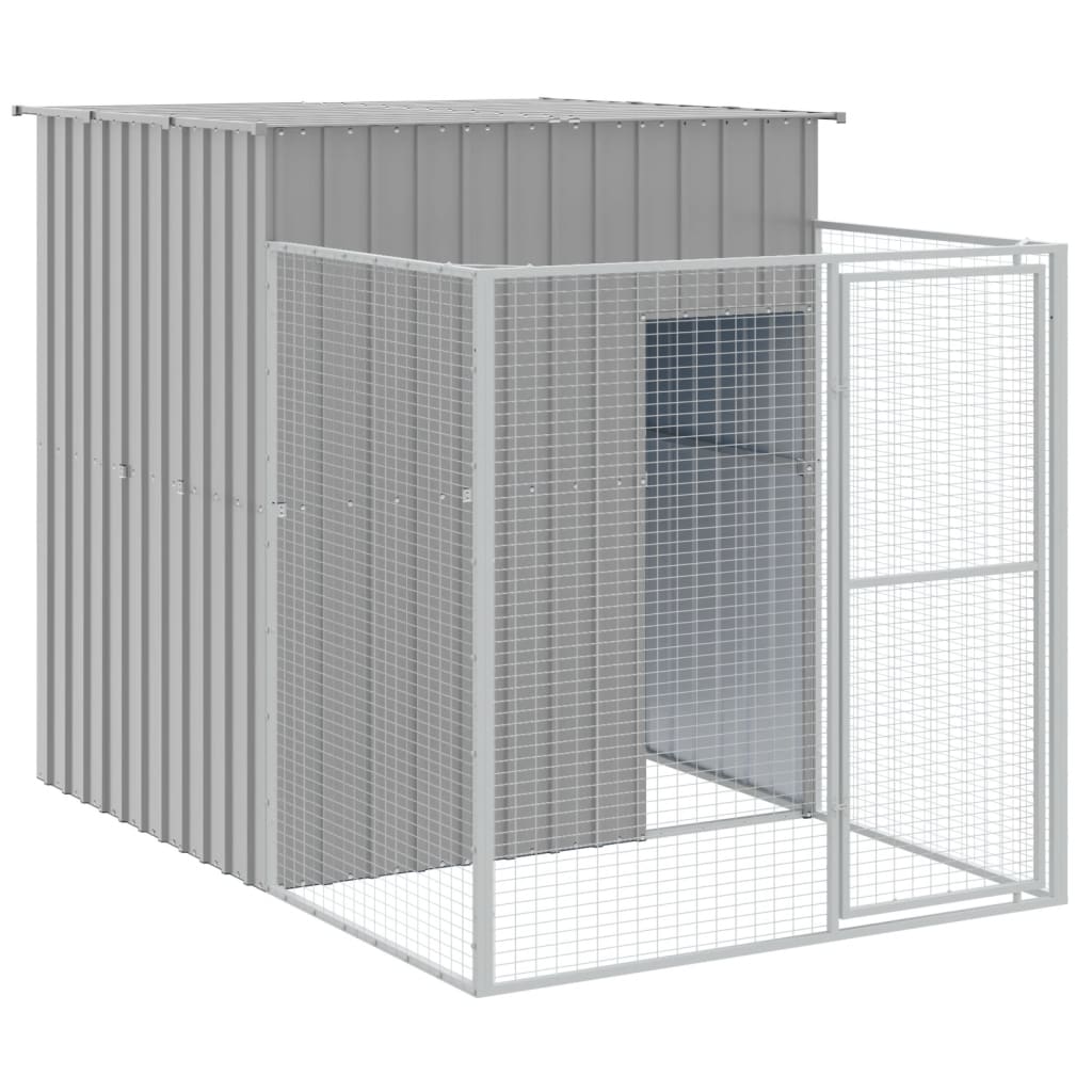 Vidaxl Dog Loft avec Run 165x251x181 cm Gray en acier galvanisé