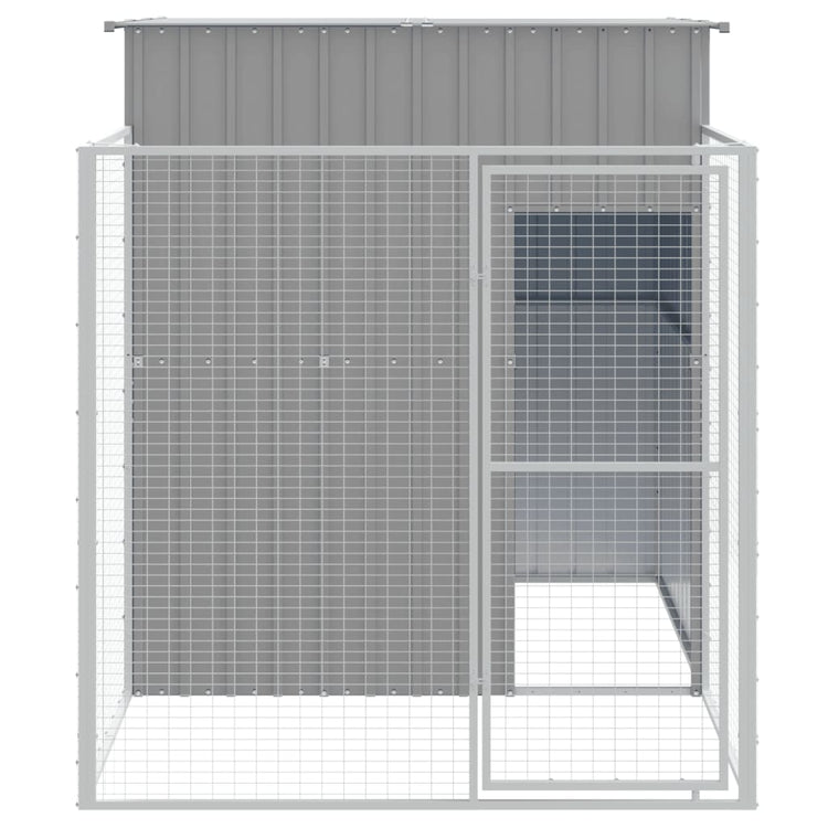 Vidaxl Dog Loft avec Run 165x251x181 cm Gray en acier galvanisé