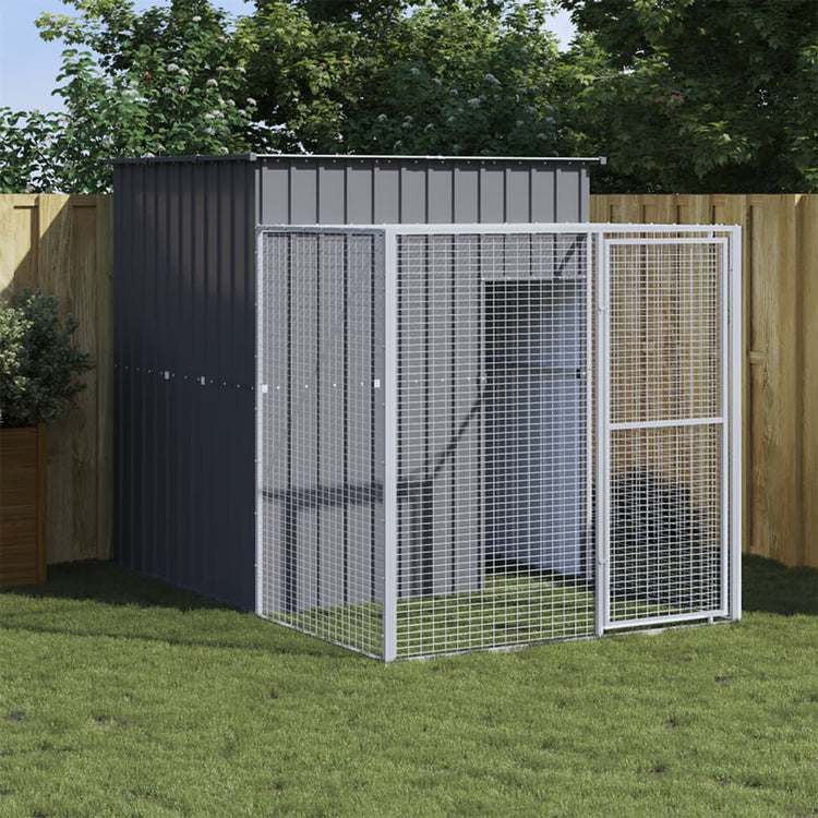 Poulet Vidaxl avec Run 165x251x181 cm Anthracite en acier galvanisé