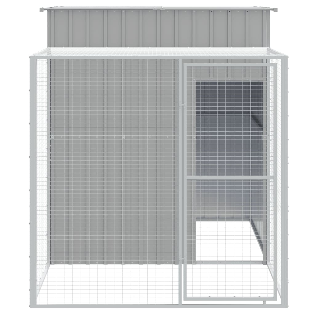 Poulet Vidaxl avec Run 165x251x181 cm Gray en acier galvanisé