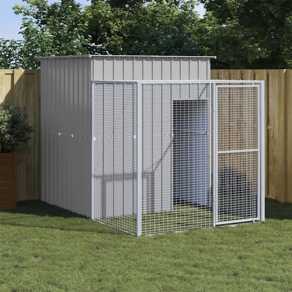 Poulet Vidaxl avec Run 165x251x181 cm Gray en acier galvanisé