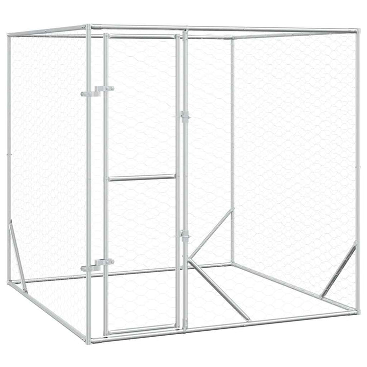 Vidaxl Dog Kennel pour l'extérieur de 2x2x2 m Galvanisé en acier argent