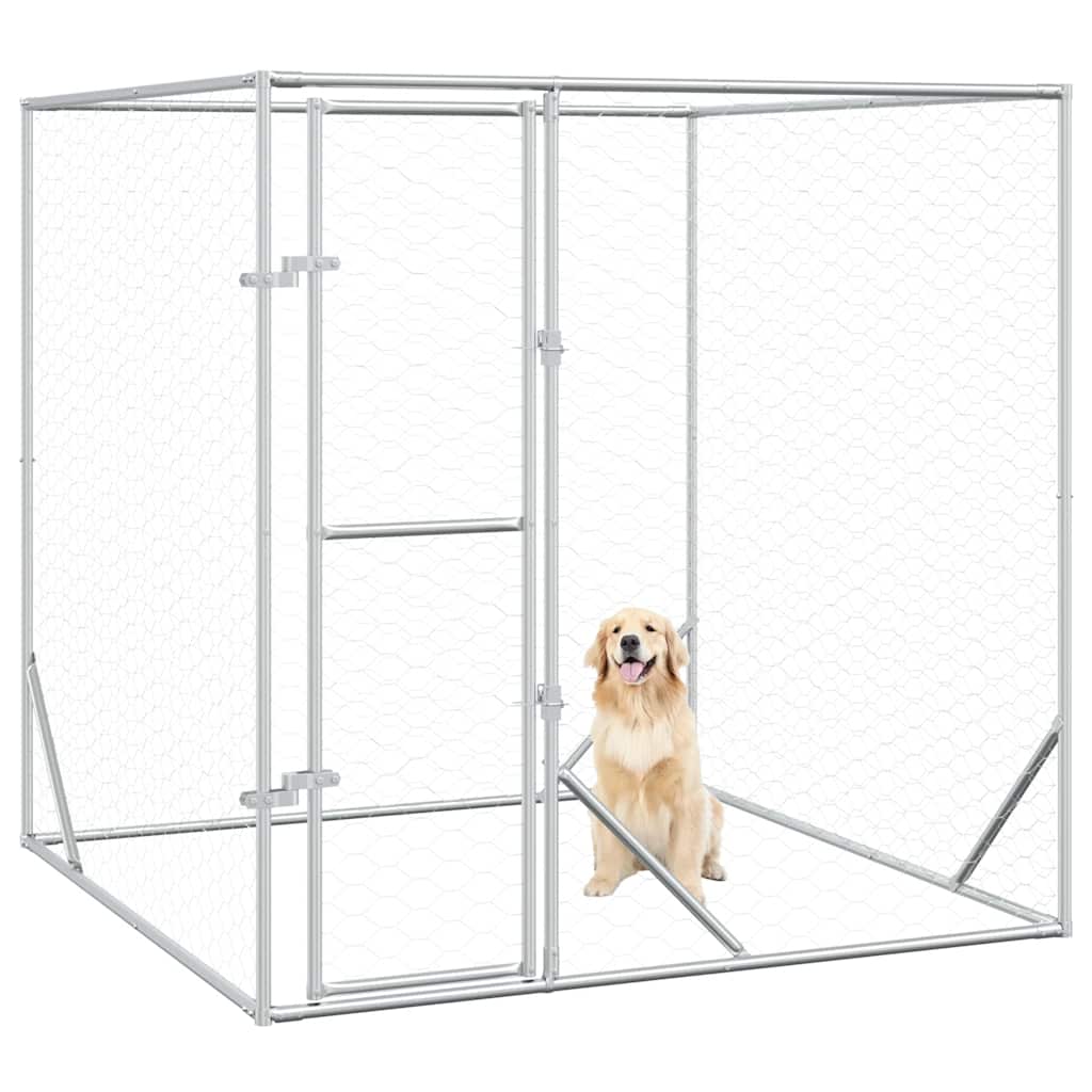 Vidaxl Dog Kennel pour l'extérieur de 2x2x2 m Galvanisé en acier argent