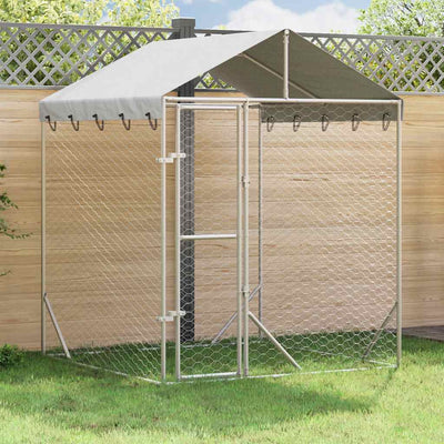 Vidaxxl chenil avec toit 2x2x2,5 m acier galvanisé argent