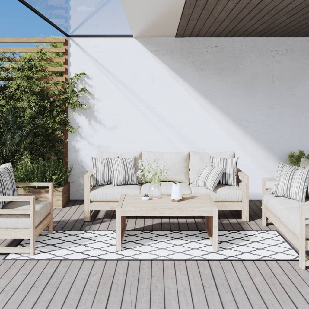Vidaxl Tapis extérieur réversible 80x250 cm gris et blanc