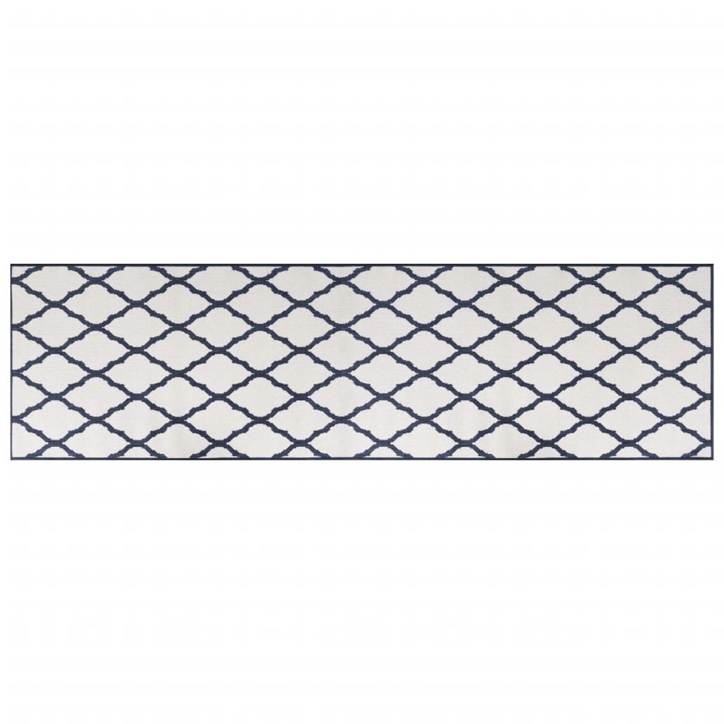 Vidaxl à l'extérieur du tapis réversible 80x250 cm bleu marine et blanc