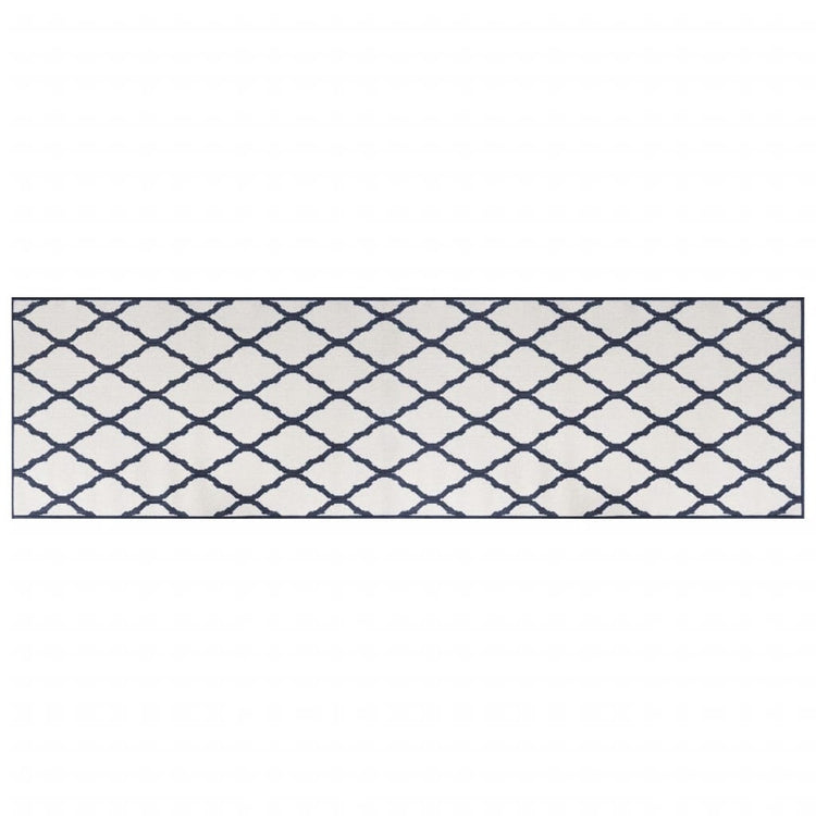 Vidaxl à l'extérieur du tapis réversible 80x250 cm bleu marine et blanc