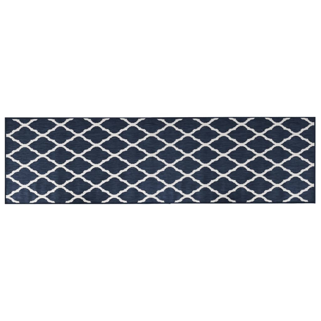 Vidaxl à l'extérieur du tapis réversible 80x250 cm bleu marine et blanc