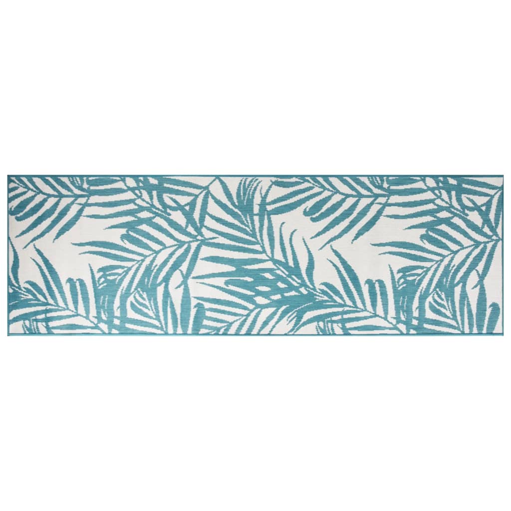 Vidaxl Rugoor Rapoor réversible 80x250 cm Aqua et blanc