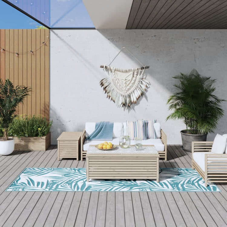 Vidaxl Rugoor Rapoor réversible 80x250 cm Aqua et blanc