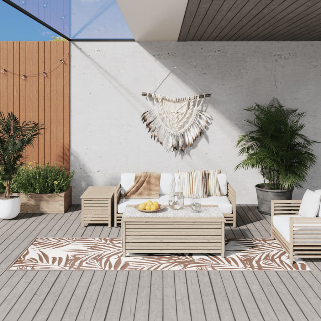 Vidaxl à l'extérieur du tapis réversible 80x250 cm brun et blanc