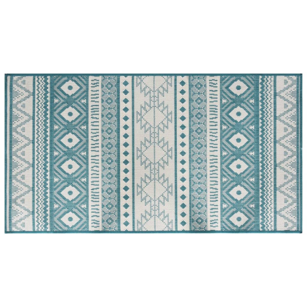 Vidaxl Rugoor Rapoor réversible 80x150 cm Aqua et blanc