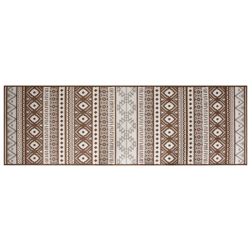 Vidaxl à l'extérieur du tapis réversible 80x250 cm brun et blanc