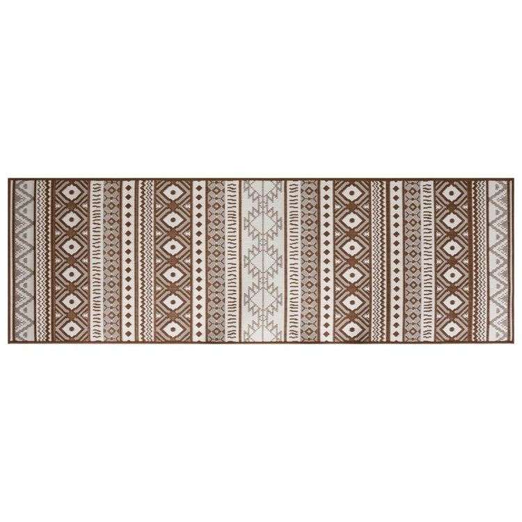 Vidaxl à l'extérieur du tapis réversible 80x250 cm brun et blanc