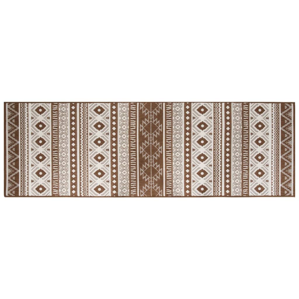 Vidaxl à l'extérieur du tapis réversible 80x250 cm brun et blanc