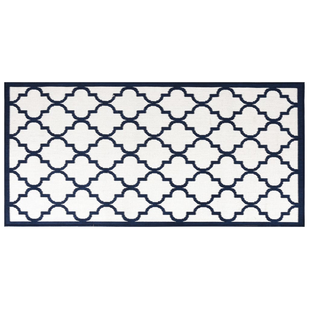 Vidaxl à l'extérieur du tapis réversible 80x150 cm bleu marine et blanc