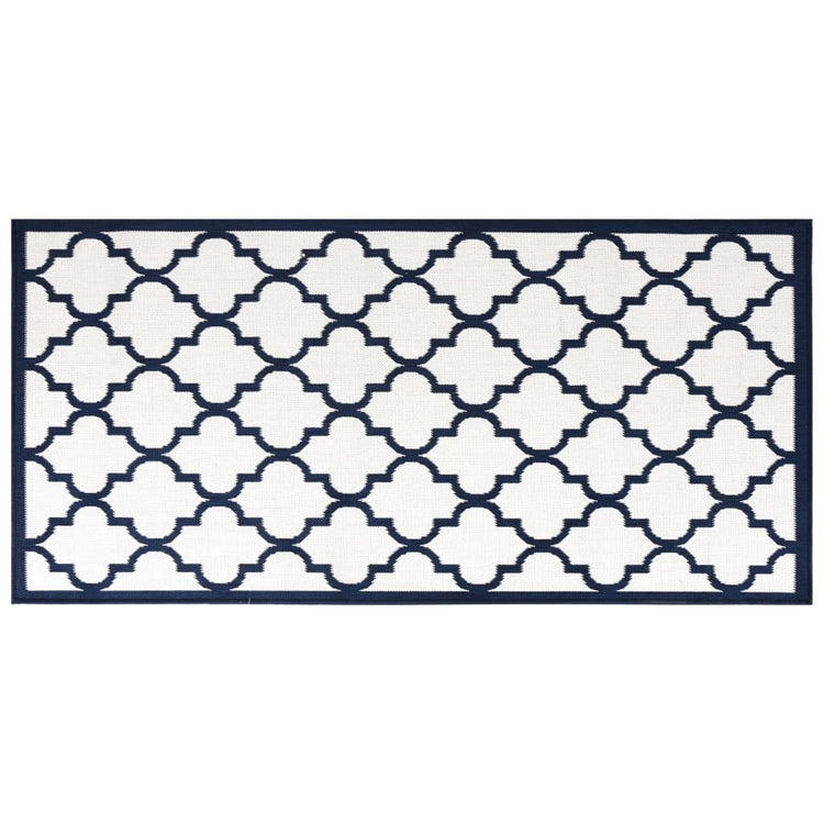 Vidaxl à l'extérieur du tapis réversible 80x150 cm bleu marine et blanc