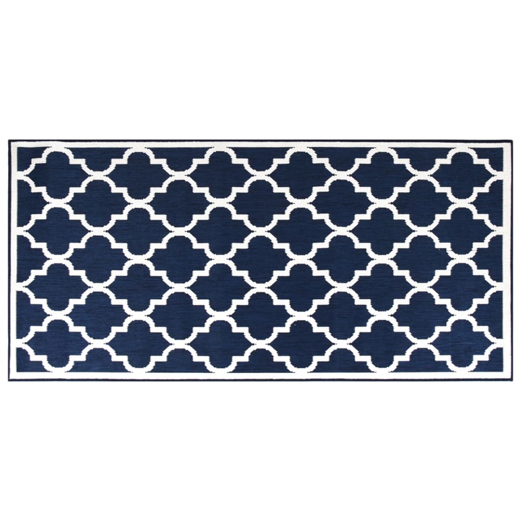 Vidaxl à l'extérieur du tapis réversible 80x150 cm bleu marine et blanc