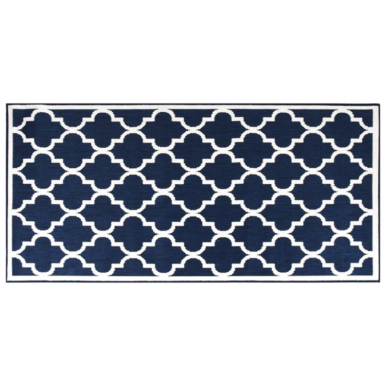 Vidaxl à l'extérieur du tapis réversible 80x150 cm bleu marine et blanc