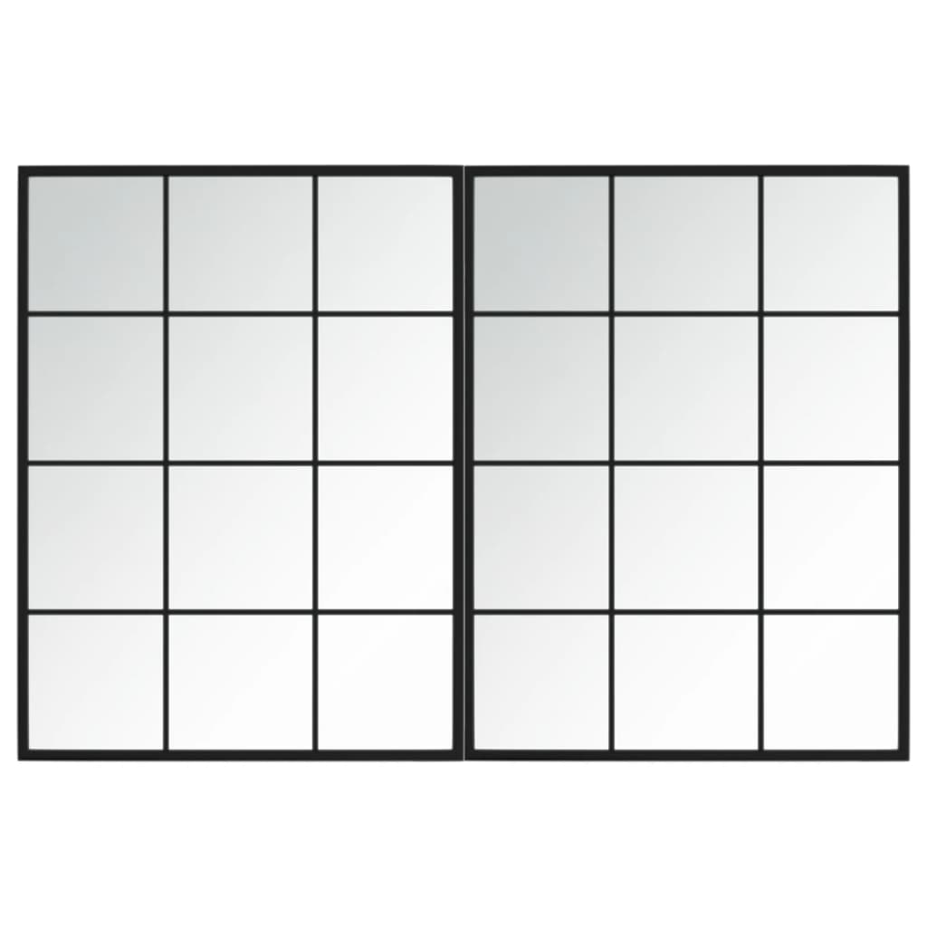Miroirs muraux vidaxl 2 ST 80x60 cm en métal noir