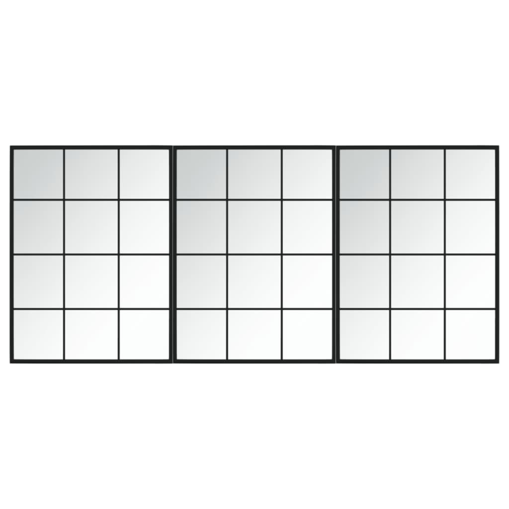 Miroirs muraux vidaxl 3 ST 80x60 cm en métal noir