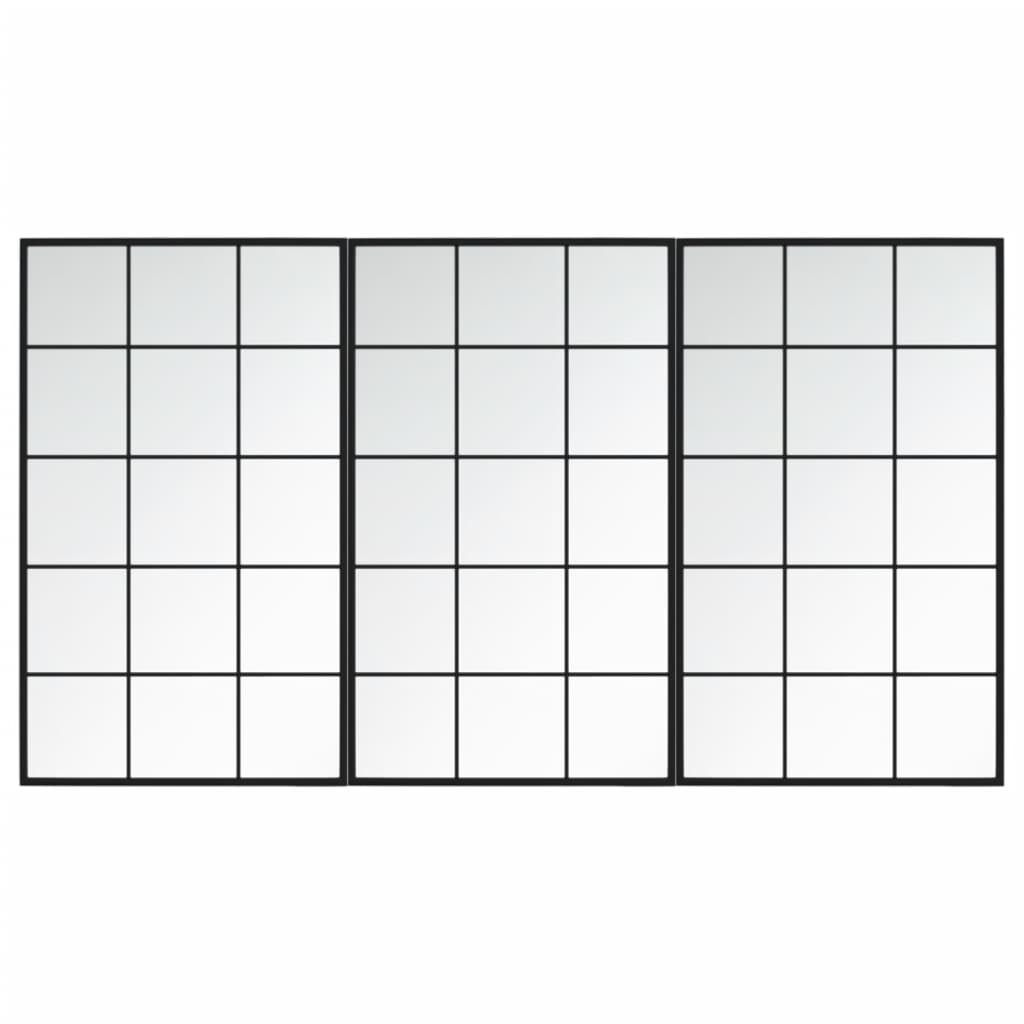 Miroirs muraux vidaxl 3 ST 100x60 cm en métal noir