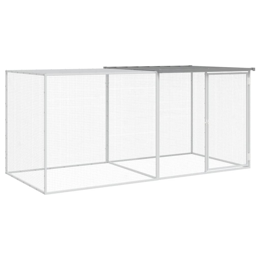 Poulet Vidaxl avec toit 203x98x90 cm Gray clair en acier galvanisé