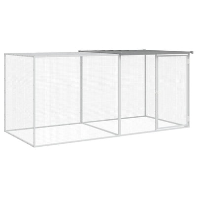 Poulet Vidaxl avec toit 203x98x90 cm Gray clair en acier galvanisé