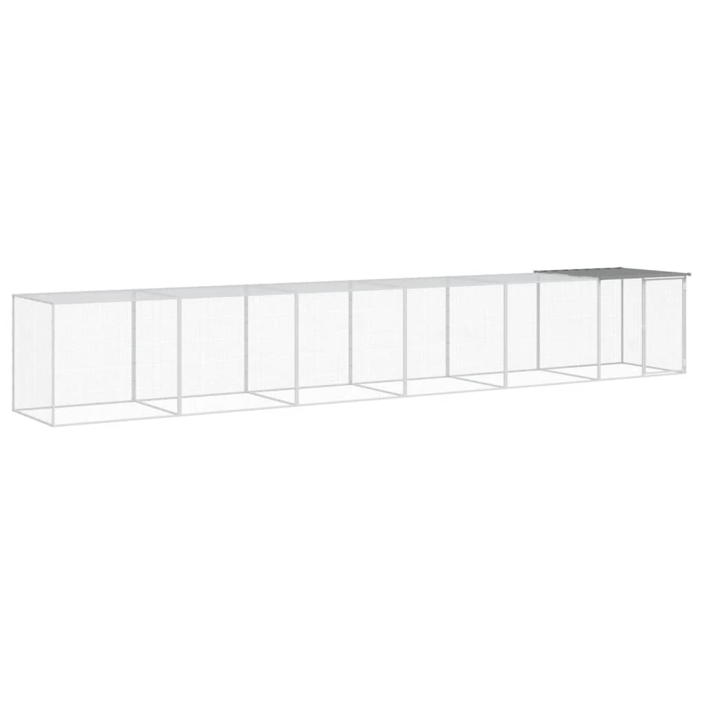 Poulet Vidaxl avec toit 603x98x90 cm en acier galvanisé gris clair