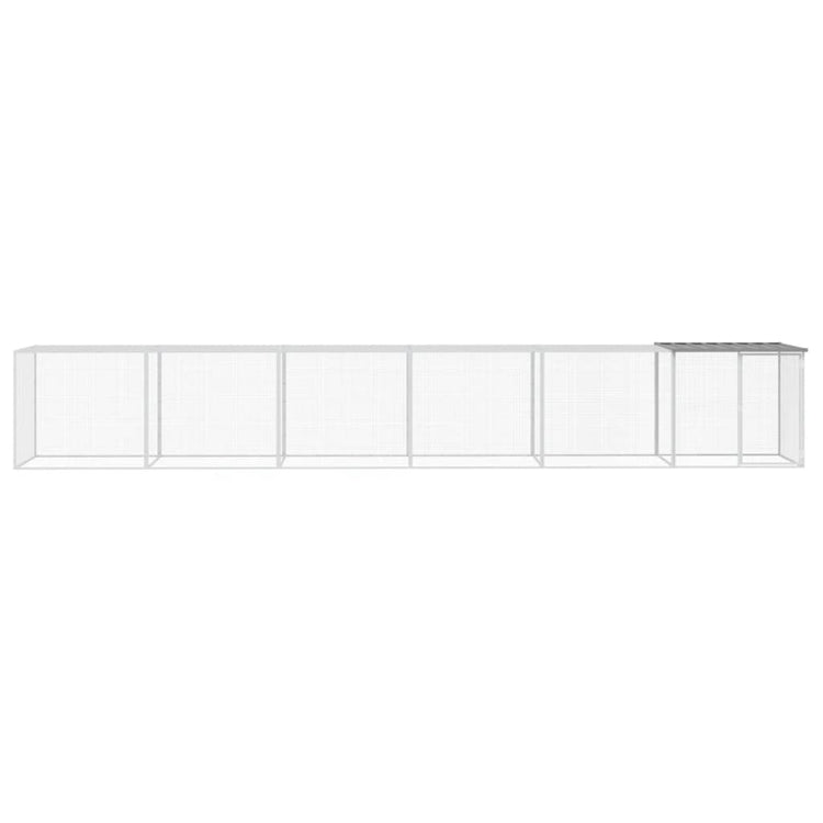 Poulet Vidaxl avec toit 603x98x90 cm en acier galvanisé gris clair