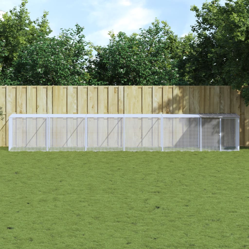 Poulet Vidaxl avec toit 603x98x90 cm en acier galvanisé gris clair