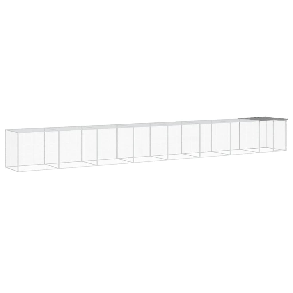 Poulet Vidaxl avec toit 803x98x90 cm Gray clair en acier galvanisé