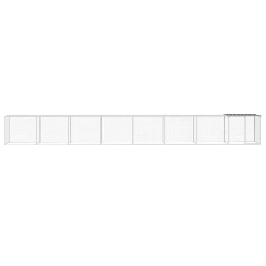 Poulet Vidaxl avec toit 803x98x90 cm Gray clair en acier galvanisé