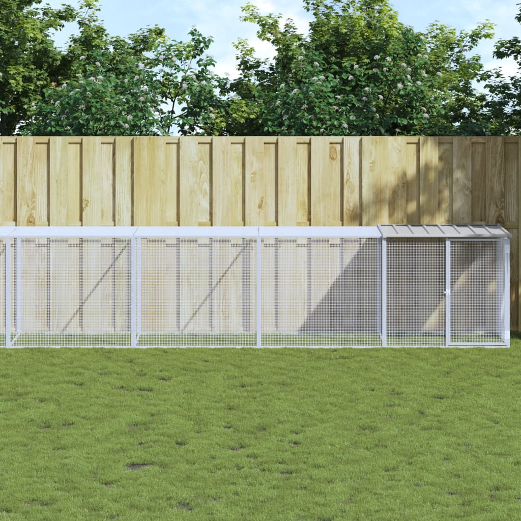 Poulet Vidaxl avec toit 803x98x90 cm Gray clair en acier galvanisé
