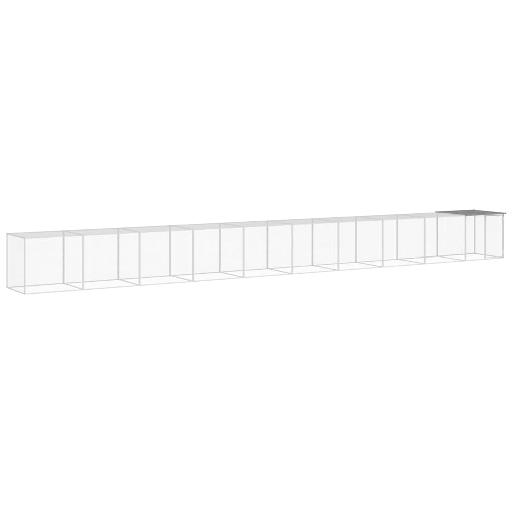 Poulet Vidaxl avec toit 1003x98x90 cm en acier galvanisé gris clair