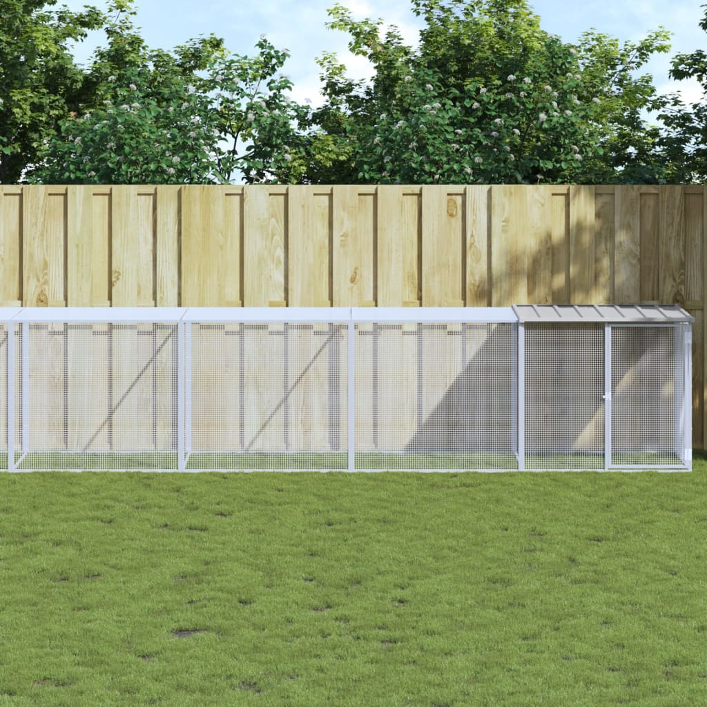 Poulet Vidaxl avec toit 1003x98x90 cm en acier galvanisé gris clair