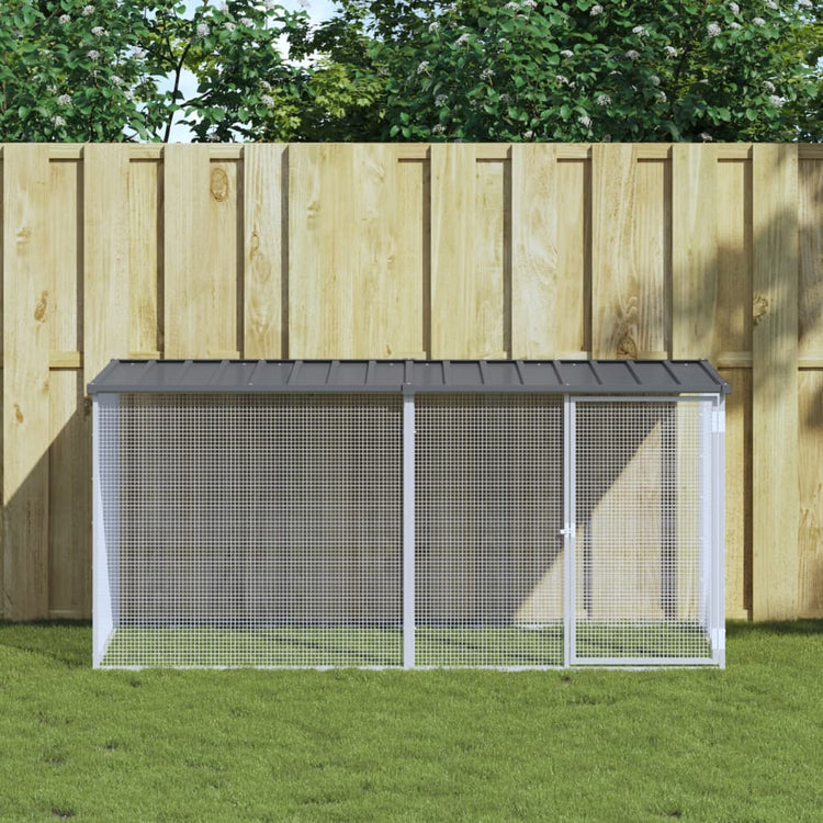 Poulet Vidaxl avec toit 203x98x90 cm Anthracite en acier galvanisé