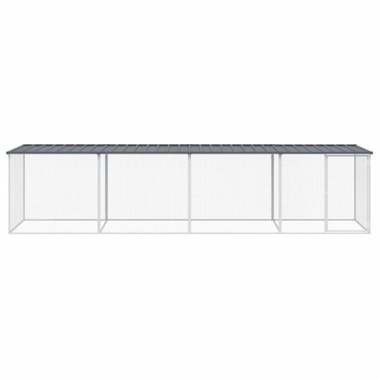 Poulet Vidaxl avec toit 403x98x90 cm anthracite en acier galvanisé