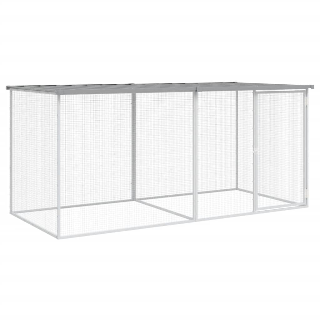 Poulet Vidaxl avec toit 203x98x90 cm Gray clair en acier galvanisé